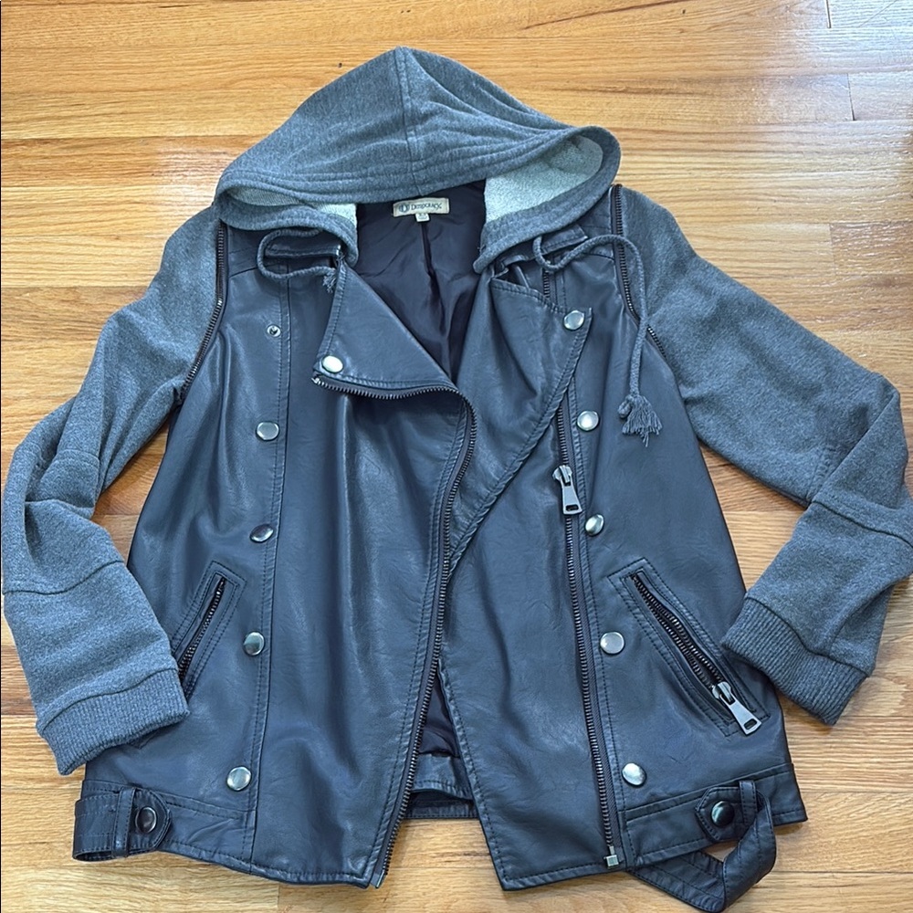 Gray and Black Hooded Jacket